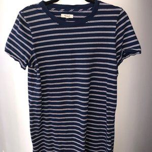 Blue and White Striped T-shirt Dress